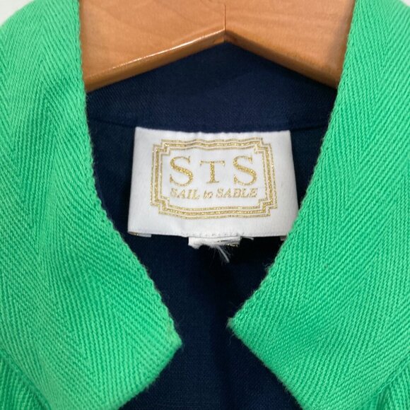 Sail To Sable Linen Blue Green Tunic Dress Womens L Linen Blend Coastal Preppy - Picture 3 of 13